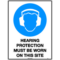 Hearing Protection Must be Worn on This Site Safety Sign