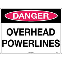 Danger Overhead Powerlines Safety Sign (Corflute) - 600 x 400mm