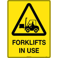 Caution Forklifts in Use Safety Sign (Metal) - 600 x 400mm 
