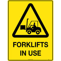 Caution Forklifts in Use Safety Sign (Metal) - 600 x 400mm