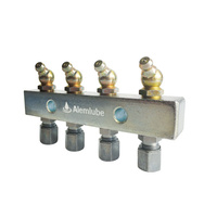 Alemlube Header Block w/ Fittings and Grease Nipples (8 Outlet) -  6mm