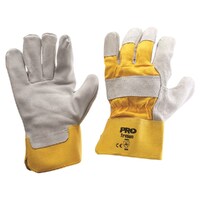 Yellow Cowsplit Leather Palm Gloves (Cotton Backed)