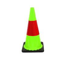 Reflective Lime Green Traffic Cone 450mm (1.6kg) - Red Sleeve