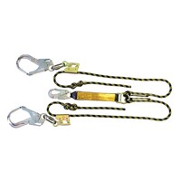 B-Safe Shock Absorbing Twin Kermantle Lanyard w/ Al Snap/Scaffold Hooks - 2m