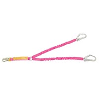 B-Safe Shock Absorbing Pink Twin Elastic Web Lanyard w/ Scaffold Hooks - 2m