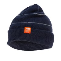 Navy Beanie w/ Retro-reflective Stripes