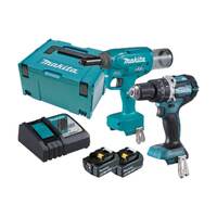Makita 18V 2-Piece 4.8mm Riveter/Hammer Drill - 15.0Ah