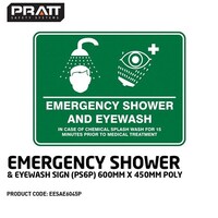 Emergency Shower & Eye Wash Sign - Poly (600 x 450mm)