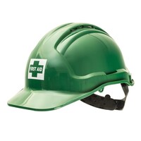 Frontier Vented Hard Hat - Green First Aid