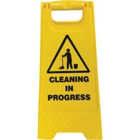 Cleaning in Progress Safety Sign Floor Stand - Yellow