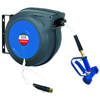 Alemlube Hot Wash Hose Reel w/ Washdown Gun & Hybrid Polymer Hose (EL Series) - 15m x 12mm ID