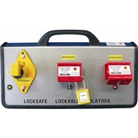 LockSafe Lockout Training Board with 3 Common LockSafe Isolators