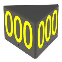 Triangular ID Box Assembly w/ Yellow Reflective Digits on Black Background