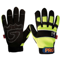 ProFit Hi Vis Yellow Full Finger Reinforced Synthetic Leather Gloves