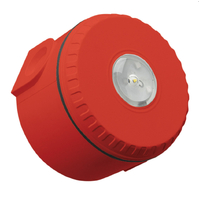 Ceiling Mount Visual Warning Device w/  Deep Base - Red Body w/ Red Flash