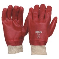 Red Single Dip w/ Knit Wrist PVC  Gloves