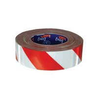 Self-Adhesive Reflective Hazard Tape Roll (Red/White ) - 100m x 75mm 
