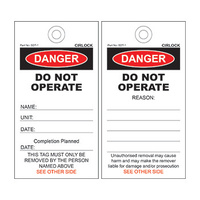 Danger Do Not Operate Personal Tags Weatherproof pack of 25-90mm x 148mm Danger Do Not Operate Personal Tags Weatherproof pack of 25-90mm x 148mm