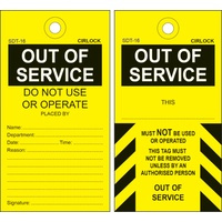Cirlock PVC Out Of Service Tag (Pack of 100) - 140 x 75 x 0.7mm