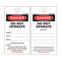 Cirlock Danger Do Not Operate Tag (Pack of 100) - 140 x 75mm