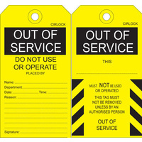 Cirlock Out Of Service Tag (Pack of 100) - 140 x 75mm