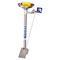 Pratt Pedestal Mounted Triple Nozzle Eye & Face Wash w/ Bowl & Foot Treadle