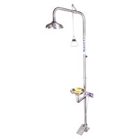 Pratt Combination 316ss Shower Triple Nozzle Eye & Face Wash w/ Bowl & Foot Treadle