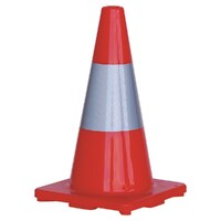 Orange PVC Traffic Cone w/ Reflective Strip - 450mm