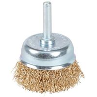 Crimped Brass-Coated Steel Spindle Mount Cup Brush- 50mm