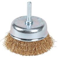 Crimped Brass-Coated Steel Spindle Mount Cup Brush- 75mm