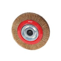 Crimped Pedestal Wheel Brushes - 200mm (8") x 25mm (Crimped Brass-Coated Steel Multi-Bore)